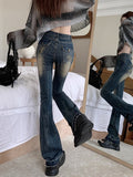 y2k outfits American Hot Girl Low Waist Skinny Jeans Women's Spring and Autumn New Retro Distressed Slim Fit All-Match Mop Pants