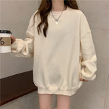 y2k outfits Solid Color Fleece-lined Sweater Women's Autumn and Winter Korean Style Loose Casual Top T-shirt Female Student Couple Coat Bottoming Shirt