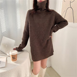 fall fashion Apricot Turtleneck Soft Glutinous Sweater Women's Autumn and Winter New Lazy Style plus Size Loose Pullover Mid-Length Sweater Top