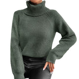 fall fashion Women's Fashion Turtleneck Sweater Outer Wear Solid Color Loose Slimming Versatile Basic Sweater