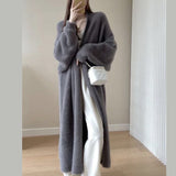 business casual outfits Lazy Style Mid-Length over-the-Knee Anti-Mink Velvet Sweater plus Size Autumn and Winter New Loose Knitted Cardigan Coat for Women