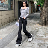 fall outfits women Autumn New Hot Girl Low Waist Flared Pants Mopping Pants Slim Slimming Small Jeans Horseshoe Pants for Women