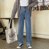 casual fall outfits Retro Mop Jeans Women's Spring and Autumn High Waist Draping Straight Loose Slimming Narrow Wide Leg Pants