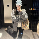 trending fall outfits Gray Lazy Sweater Coat Autumn and Winter Women's Early Autumn Chic Top Korean Style Sweater