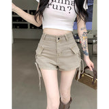 joker costume female outfit Retro High Waist Slimming Overalls Jeans Women's Summer Hot Pants with Drawstring for Hot Girls plus Size Shorts