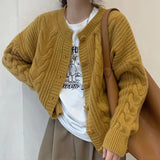 datenight fall outfits Thickened Twist Cardigan Early Autumn Korean Style Soft Milk Style Loose Sweater Coat Fashionable Knitted