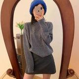 jock outfit Soft Glutinous Yarn Wool Loose Sweater Women's Autumn and Winter Lazy Style Casual Pullover round Neck Sweater Fashion