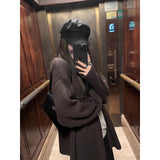 grunge outfits Chocolate Maillard Lazy Hanging Fashion Trendy Sweater Coat Women's Thickened Loose Knitted Cardigan Autumn and Winter