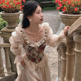 cybergoth dress to impress Autumn New French Retro Court Style round Neck Bubble Long Sleeve Princess Dress Fairy Dress