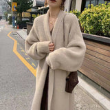 business casual outfits Lazy Style Mid-Length over-the-Knee Anti-Mink Velvet Sweater plus Size Autumn and Winter New Loose Knitted Cardigan Coat for Women