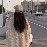 datenight fall outfits Retro Lazy Style Twist Sweater Coat for Women Autumn and Winter Loose Thickened Knitted Cardigan Top