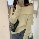 fashion outfits off-Shoulder off-Shoulder Sweater Women's Clothing Autumn and Winter New High-Grade Wear Sweater Women's Bottoming Underwear