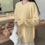 outfit inspo fall Gentle Autumn and Winter Soft Glutinous All-Match Milk Blue Twist Loose Pullover Knitted Sweater Lazy Wind Outer Wear Thickened Women