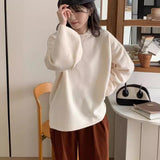 Lanfubeisi frat outfits Autumn and Winter New Large Style Lazy Style Pullover Sweater Top Korean Chic Loose round Neck Sweater for Women