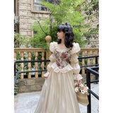 cybergoth dress to impress Spring New French Retro Court Style round Neck Bubble Long Sleeve Princess Dress Fairy Dress