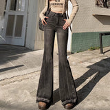 going out outfits New Spring and Autumn Versatile Casual Skinny Jeans Women's Frayed Design High Waist Slimming Flared Pants Fashion