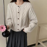 trending fall outfits Japanese Retro Twist Knitted Cardigan Women's Autumn and Winter Lazy Style Loose Soft Glutinous Short Thickened Sweater Coat