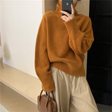 2000s fashion Autumn and Winter Korean Style Turtleneck Sweater Women's New Loose All-Match Pullover Solid Color Sweater Inner Lazy Top Women