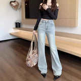 throwback thursday outfits spirit week Retro Washed Nostalgic Jeans Women's Autumn High Waist Slim Stretch Micro Flared Pants