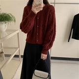 trending fall outfits Japanese Retro Twist Knitted Cardigan Women's Autumn and Winter Lazy Style Loose Soft Glutinous Short Thickened Sweater Coat