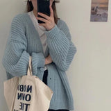 fall outfits women Gentle Pink V-neck Sweater Cardigan Women's Loose Sweet Knitted Lazy Style Coat