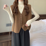 Lanfubeisi dress to impress outfits Women's Korean-Style Knitted Vest Spring and Autumn Sweater Overwear Vest Sleeveless Vest