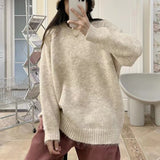 frat outfits Women's Thick Sweater Autumn and Winter New Korean Style Mid-Length Sweater Loose Lazy Style Soft Glutinous Long Sleeve Top