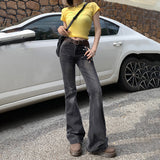 y2k outfits Flared Jeans Women's Autumn New American Retro Embroidered Low Waist Slimming Slim Fit Flared Pants Fashion