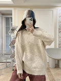 frat outfits Women's Thick Sweater Autumn and Winter New Korean Style Mid-Length Sweater Loose Lazy Style Soft Glutinous Long Sleeve Top