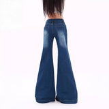 y2k outfits American-Style High-Grade Waste Soil Jeans Autumn Slimming Low Waist Wide-Leg Pants Retro Korean Casual Trousers