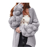 Lanfubeisi 90s fashion Lantern Sleeve plus Size Sweater Women's Coat Autumn and Winter New Loose Thick Wool Knitted Cardigan