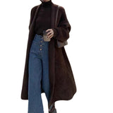 business casual outfits Korean Style Autumn and Winter New Style Faux Mink Velvet Sweater Women's Cardigan Outer Wear over the Knee Long Loose Overcoat Women's Coat