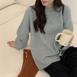 frat outfits Autumn and Winter New Large Style Lazy Style Pullover Sweater Top Korean Chic Loose round Neck Sweater for Women