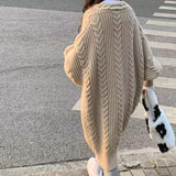 datenight fall outfits Retro Lazy Style Twist Sweater Coat for Women Autumn and Winter Loose Thickened Knitted Cardigan Top