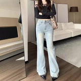 throwback thursday outfits spirit week Retro Washed Nostalgic Jeans Women's Autumn High Waist Slim Stretch Micro Flared Pants