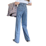 casual fall outfits Retro Mop Jeans Women's Spring and Autumn High Waist Draping Straight Loose Slimming Narrow Wide Leg Pants