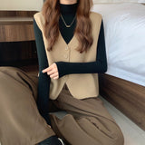 dress to impress outfits Women's Korean-Style Knitted Vest Spring and Autumn Sweater Overwear Vest Sleeveless Vest