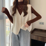 dress to impress outfits Women's Korean-Style Knitted Vest Spring and Autumn Sweater Overwear Vest Sleeveless Vest