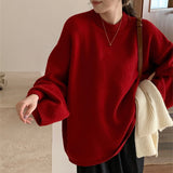 frat outfits Autumn and Winter New Large Style Lazy Style Pullover Sweater Top Korean Chic Loose round Neck Sweater for Women