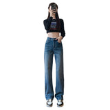 women’s outfits Fleece-lined Thick High Waist Jeans Women's Autumn and Winter Thin Velvet Warm Slim Slimming Hot Girl Straight Pipe Pants Fashion