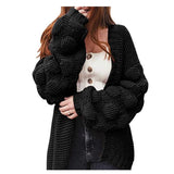 90s fashion Lantern Sleeve plus Size Sweater Women's Coat Autumn and Winter New Loose Thick Wool Knitted Cardigan