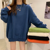 y2k outfits Solid Color Fleece-lined Sweater Women's Autumn and Winter Korean Style Loose Casual Top T-shirt Female Student Couple Coat Bottoming Shirt