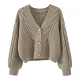 y2k outfits Collar Sweater Loose Women's Lazy Style Spring and Autumn Winter Vintage Twist Short Cardigan Thick Coat