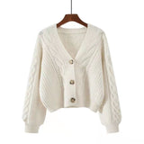 y2k outfits Collar Sweater Loose Women's Lazy Style Spring and Autumn Winter Vintage Twist Short Cardigan Thick Coat