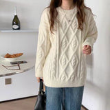 outfit inspo fall Gentle Autumn and Winter Soft Glutinous All-Match Milk Blue Twist Loose Pullover Knitted Sweater Lazy Wind Outer Wear Thickened Women