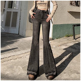 going out outfits New Spring and Autumn Versatile Casual Skinny Jeans Women's Frayed Design High Waist Slimming Flared Pants Fashion