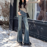 going out outfits New Spring and Autumn Versatile Casual Skinny Jeans Women's Frayed Design High Waist Slimming Flared Pants Fashion