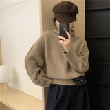 2000s fashion Autumn and Winter Korean Style Turtleneck Sweater Women's New Loose All-Match Pullover Solid Color Sweater Inner Lazy Top Women