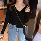 datenight fall outfits V-neck Knitted Cardigan Women's Spring and Summer Top Sweater Short Slim Sweater Small Coat