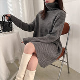 fall fashion Apricot Turtleneck Soft Glutinous Sweater Women's Autumn and Winter New Lazy Style plus Size Loose Pullover Mid-Length Sweater Top